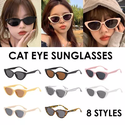 Unisex Womens Mens Retro Rapper Vintage Cat Eye Round Glasses Fashion Sunglasses • $9.35