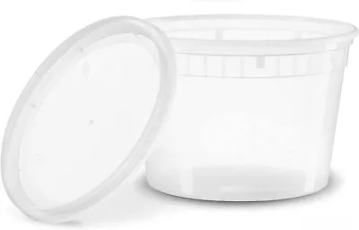 16 Oz Clear Deli Containers With Lids. Pack Of 12. Airtight Reusable Plastic Foo • $22.28