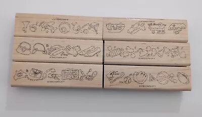 Stampin Up Fun Frame 6 Borders 1998 Candy Airplane Boat Train Sports Stamp Set • $14