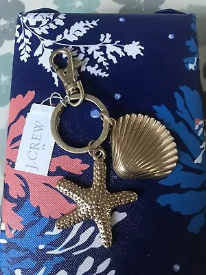 J.Crew Keyring Seashell Keychain Goldtone Starfish Seashell-NEW! • $14.99