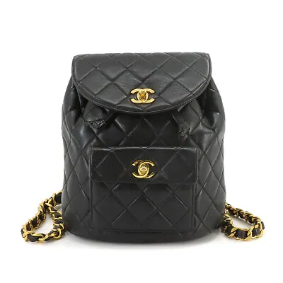 CHANEL Matelasse Chain Backpack Leather Black Duma Purse Vintage 90221641 • $3817.57