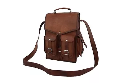 Leather Backpack Convertible Messenger Bag 13  Laptop Satchel Briefcase Shoulder • £59.26