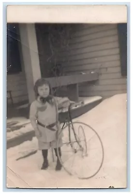1910 Candid Boy Child Bicycle Snow Venango PA RPPC Photo Posted Postcard • $19.97