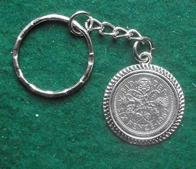 £1.95 • Buy 1958 Lucky Sixpence 65th Birthday Charm Keyring Wedding Free Present Bag Royal X