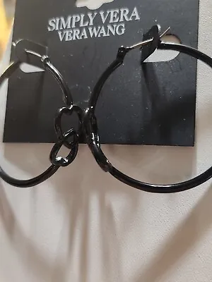 Simply Vera Vera Wang Black Open Work Click Hoop Earrings 1.5  New • $12.99