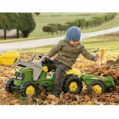 $364.07 • Buy Amazing Toys Kids John Deere Tractor Pedal Ride On Front Loader Garden Trailer 