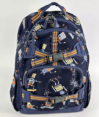 Pottery Barn Kids Blue Skateboarding Robots Large (14 X16 ) Backpack - No Mono • $22.50