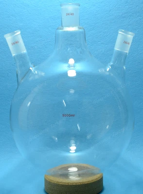 $66.11 • Buy 3-Neck,Round Bottom Glass Flask,5000ml,24/40,5L,Three Neck,Lab Chemistry Vessel