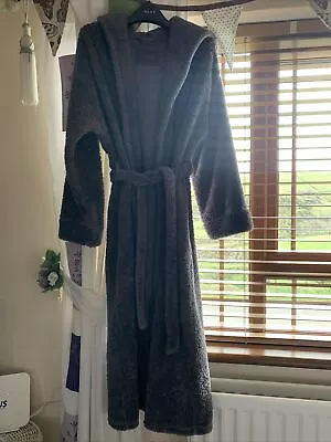 Marks & Spencers Rosie Charcoal Grey Hooded Long Fleecy Dressing Gown 16/18 L XL • £10