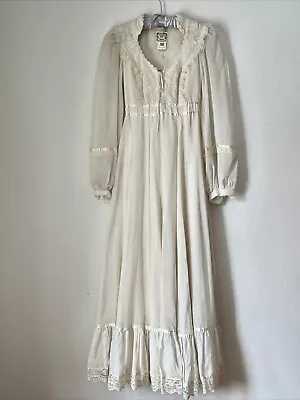 Gunne Sax Jessica Romantic Prairie Style Maxi Bridal Dress Sz 7 70s Vintage EUC • $228
