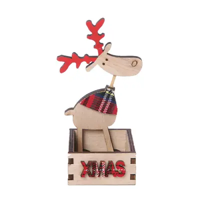 13cm Wooden And Glass Tealight Holder Tartan Christmas Decoration Xmas Natural • £4.49