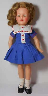 VTG 1950's Vinyl 12 Inch Shirley Temple Doll In Orig Navy  Dress Red White Trim • $34.99