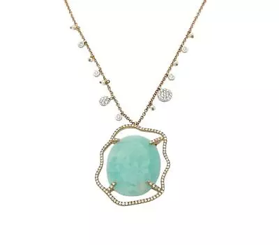 17.35ct CHALCEDONY  & .67CT DIAMOND MEIRA T NECKLACE 14K ROSE GOLD & STERLING • $2935