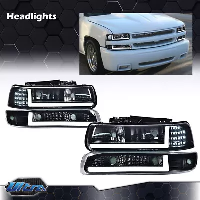 For 99-02 Chevy Silverado 1500 2500 HD 3500 LED DRL Headlight+Bumper Signal Lamp • $89.80