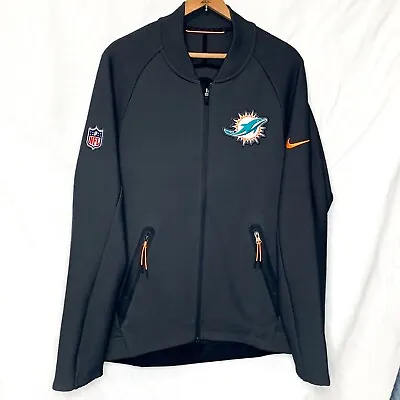 (a) MIAMI DOLPHINS Team Issue  On Field Apparel Nike Dri Fit Full Zip Jacket • $56