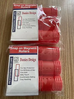 £10.50 • Buy Snap On Magnetic Curl Hair Rollers Danies Design  6 In Each Pack Red.