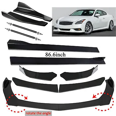 For Infiniti G37 G35 Sedan Glossy Black Front Bumper Lip Splitter Side Skirts • $79.99