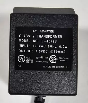 5-4079B 4.5VDC 600mA Class 2 Transformer AC Adapter Yellow Tip • $5.95