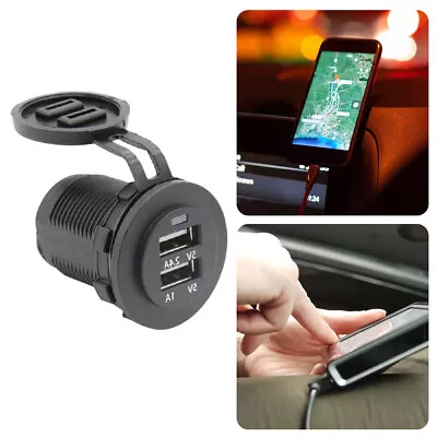 Waterproof Phone 5V 2.4A 12V 24V Marine Boat USB Port ATV RV Car Charger Socket • £9.76