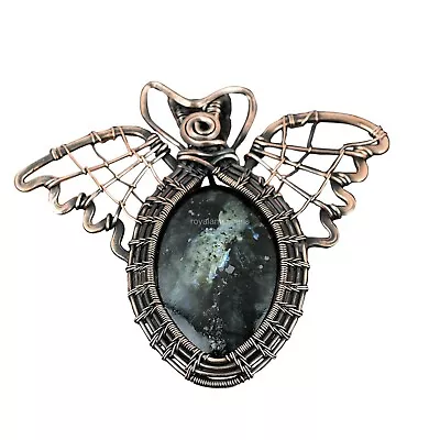 Labradorite Jewelry Copper Gift For Mum Butterfly And Wire Wrapped Pendant 2.6  • $25.40