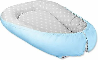 Baby Double-sided Soft Cocoon Bed Blue/Small White Stars • £26.99