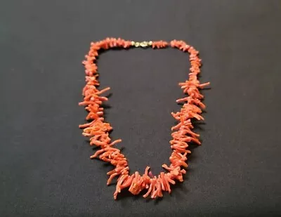 Vintage Brass Mediterranean Coral Drop Necklace • $100