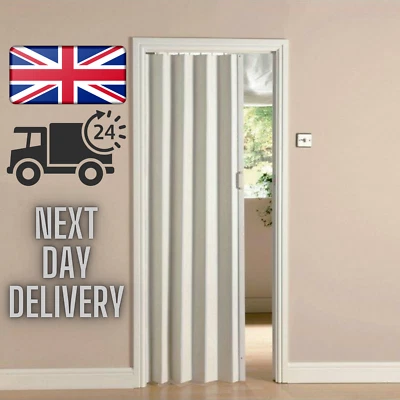 PVC Folding Door Oak Effect - White Accordion Concertina Sliding Folding Door • £43.95
