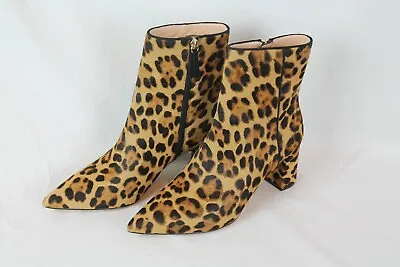 J.Crew Women's $258 Pointed Toe Sadie Boots/Booties Leopard Calf Hair Size 7.5 • $60.50