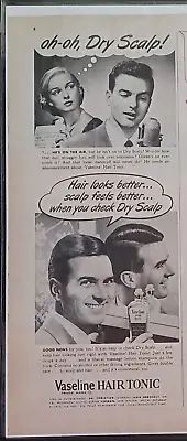 1949 Vaseline Hair Tonic Vintage Print Ad 1940s Hair Looks & Scalp Feels Better • $11.99