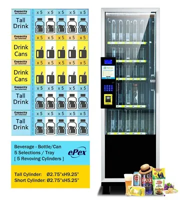 EPEX Compact Slim Cashless Cold Drink Beverage Vending Machine Open-Door R636D3 • $2900