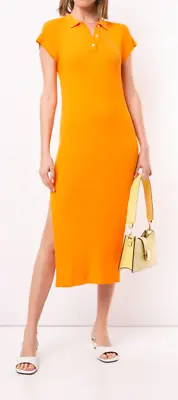 Manning Cartell Size S MVP Knit Ribbed Polo Midi Dress Orange Like New • $89