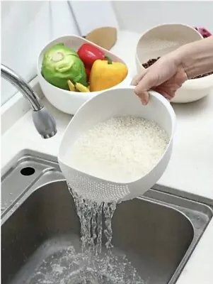 Rice Washing Filter Strainer Basket Sieve Colander Fruit Vegetable Bowl Drainer • £4.49