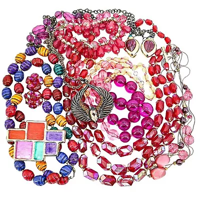 Large Lot Of Vintage Plastic Lucite Jewelry In Red & Multicolored • $29.70
