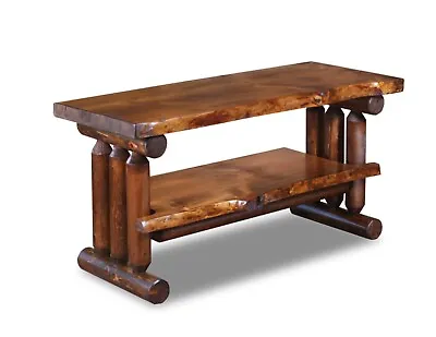 $365 • Buy Rustic Pine And Cedar Log TV Stand Cabin Furniture Live Edge Flatscreen Cart