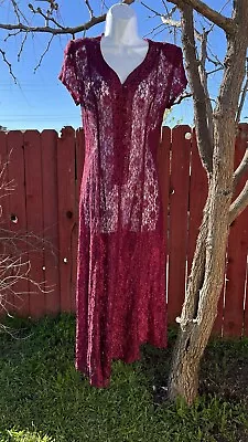 Vintage 90s All That Jazz Sheer Lace Prom Dress Whimsigoth Grunge Festival Vampy • $124.99