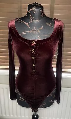 Good American Burgundy Velvet Body Suit US Size 2 • £22