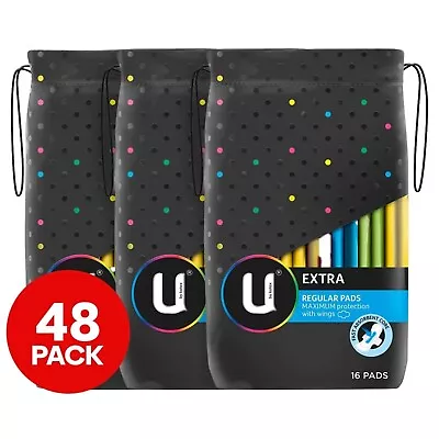 3 X16pk U By Kotex Extra Regular Pads With Wings FREE SHIPPING • $22.65