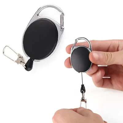 1Pc Black Retractable Pull Key Ring ID Badge Lanyard Name Tag Card HoldEN • $14.60