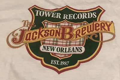 Vintage TOWER RECORDS The Jackson Brewery New Orleans TShirt LARGE 1990s Hanes • $54.99