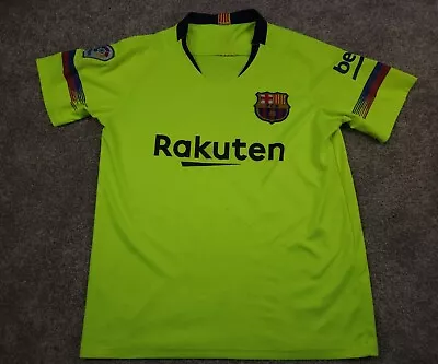 FC Barcelona 2018 2019 Away Jersey Mens Small Neon Green Messi #10 Unicef  • $15