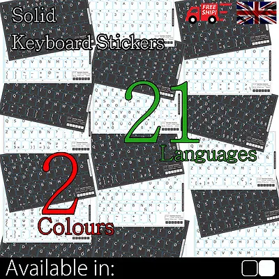 Non Transparent Opaque Keyboard Stickers In 20 Languages And 2 Colours To Choose • £1.99