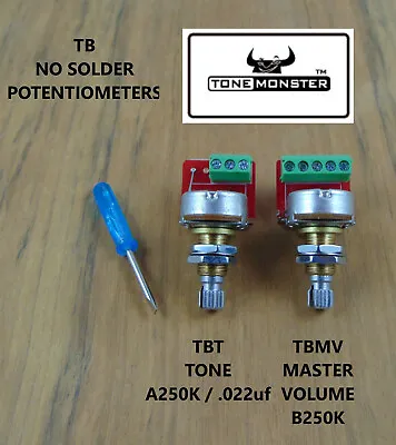 TONE MONSTER NO SOLDER TBMV Volume TBT Tone Potentiometers 250K Guitar Bass • $12.99