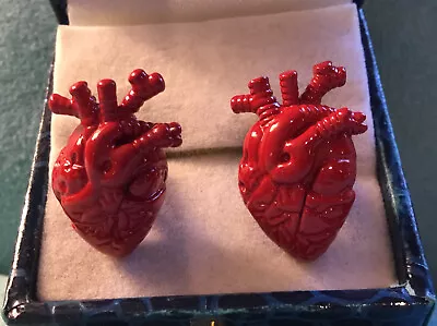 £6 • Buy Novelty Cufflinks Heart Anatomy Silver Tone Excellent Condition Look New, Doctor