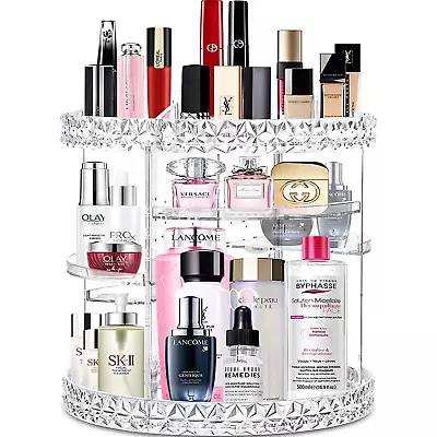 360 Rotating Makeup Organizer Perfume Organizer With 8 Adjustable Layer Clear Co • $22.17