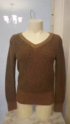 New Woman's Ann Taylor Antique Metallic Gold Long Sleeve Sweater Top Size Small • $35