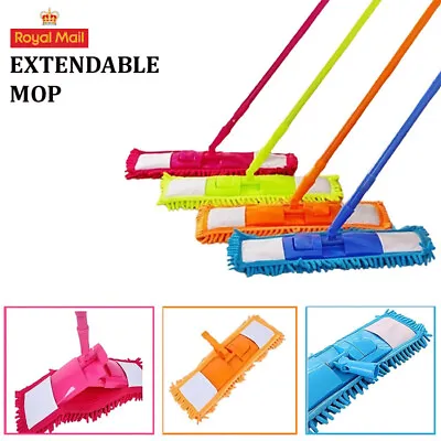 360 Extendable Microfibre Mop Sweeper Cleaner Wooden Laminate Tile Floor Wet Dry • £7.49