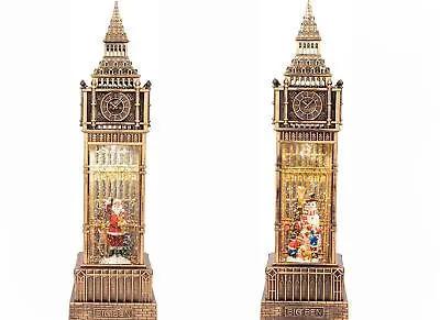 Christmas Decoration LED Tower Santa Snowman Scene Big Ben Tower Snow Globe • £33.72