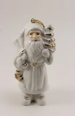 Midwest White Porcelain Old World Santa Claus Toy Bag Tree Ornament Vintage • $10