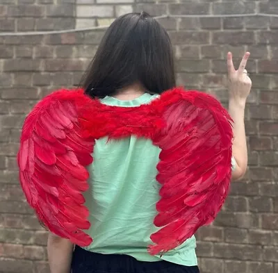 £7.99 • Buy Red Fairy Angel Wings Halloween Fancy Dress Costume Large Wings Party Devil