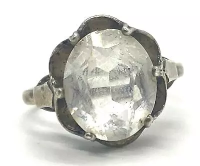 Men's Vintage CZ White Sterling Silver Ring Unpolished Size 8 • $31